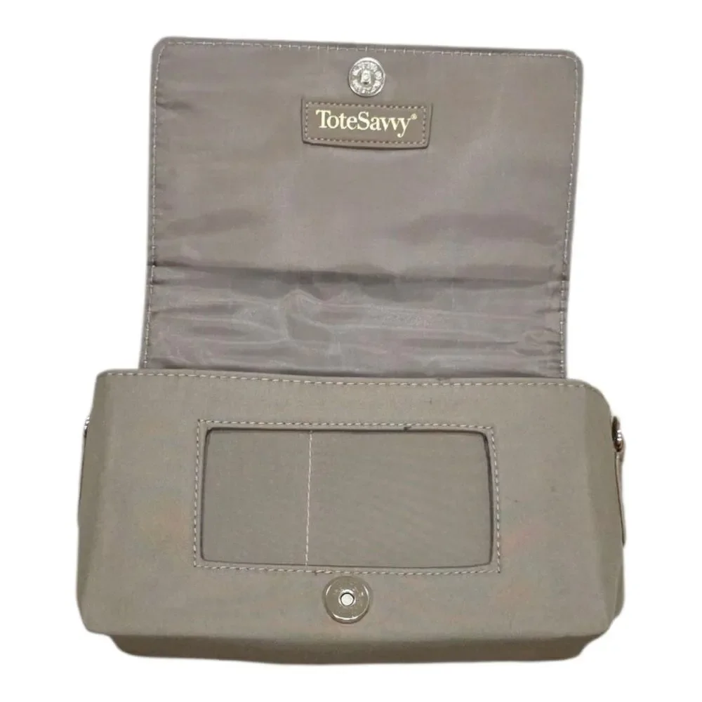 Tote Savvy Beige Compact Baby Diaper Crossbody Bag Change Kit
